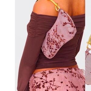 PrettyLittleThing Blush Floral Shoulder Bag with Gold Strap